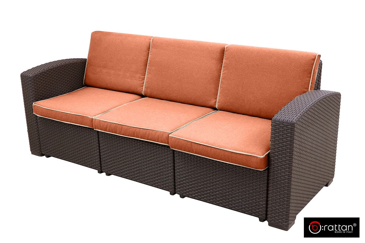 Комплект мебели RATTAN Premium 5 венге оранжевые подушки