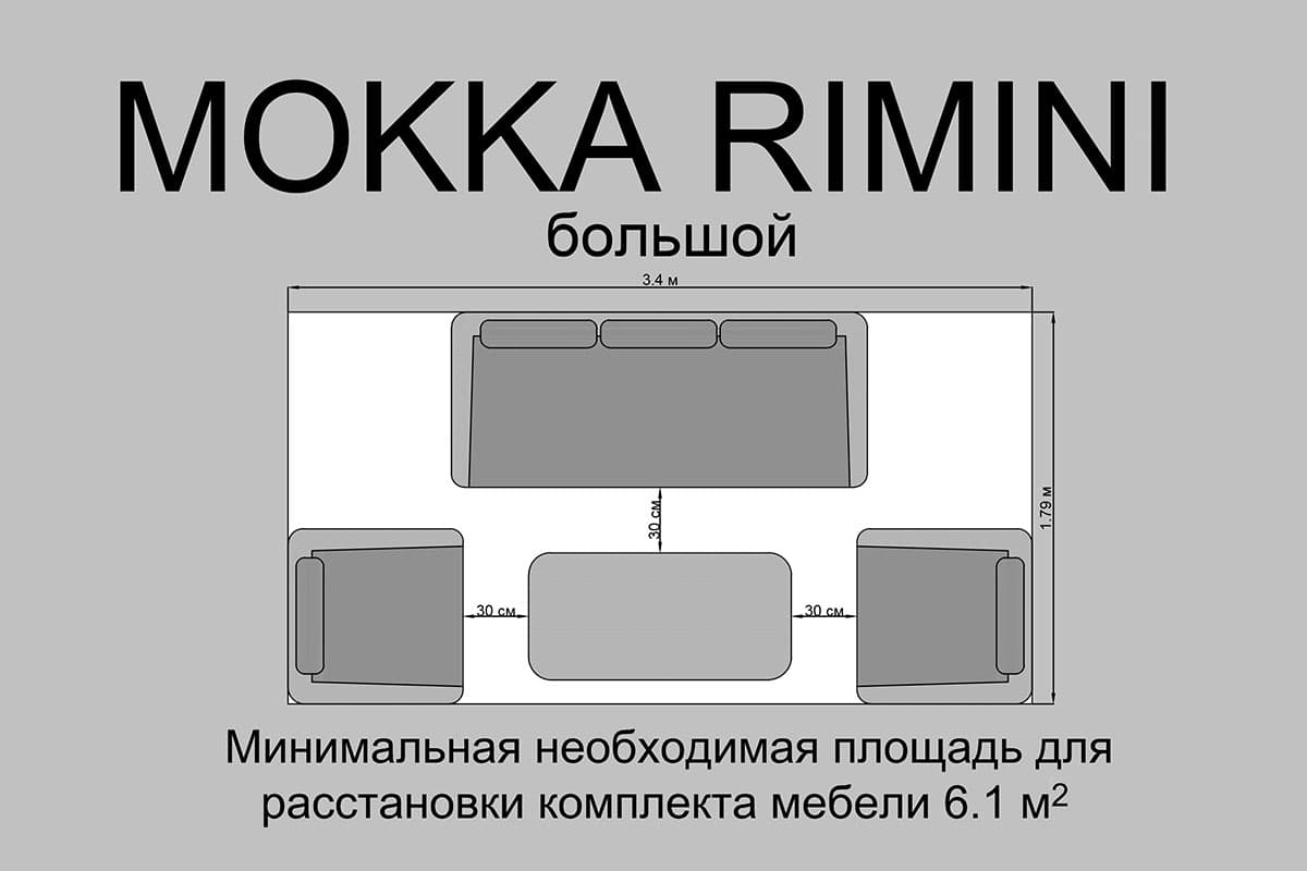 Комплект мебели MOKKA RIMINI (стол кофейный, 2 кресла, софа 3 х-местная) 